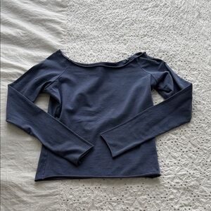 Brandy Melville Women's Off-Shoulder Navy Top
